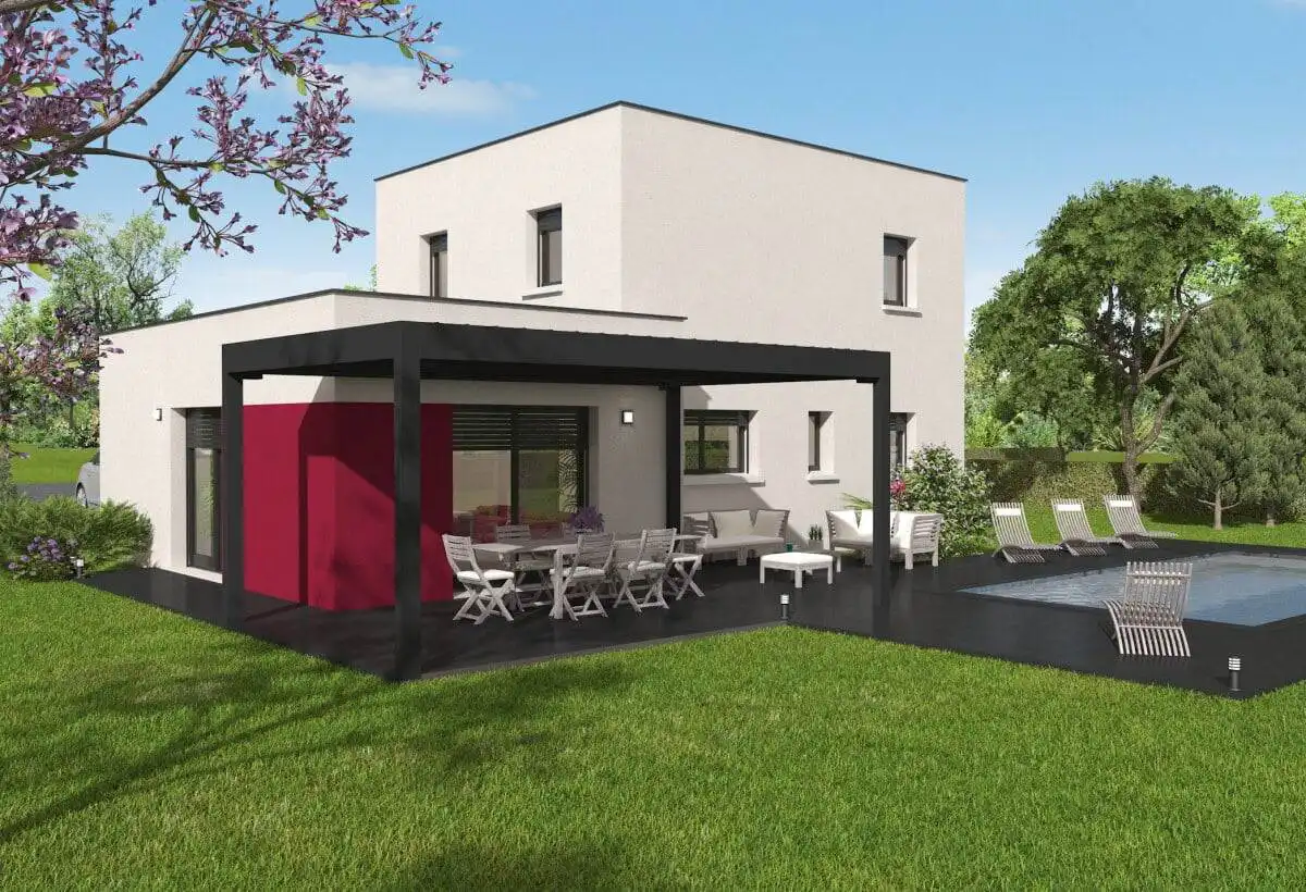 Maison à toit plat et étage