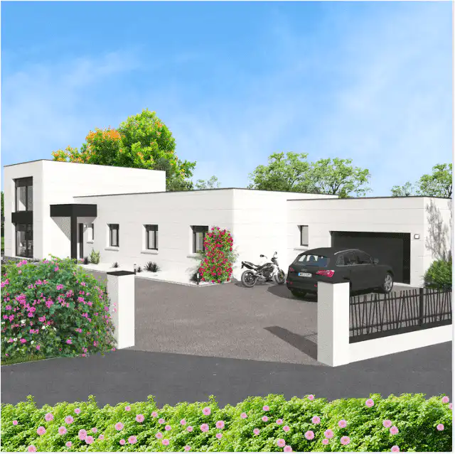 Maison toit plat moderne
